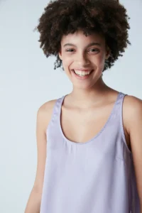 Penti Lilac Gingham Satin Crop Tank Top - Image 2