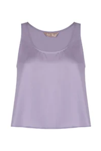 Penti Lilac Gingham Satin Crop Tank Top - Image 4