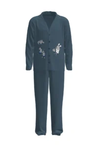 Penti Cotton Boy's Footbunny White Buttoned Shirt Pajama Set