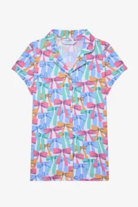 Penti Girl's Colorful Bows Cotton Shirt Off-White Pajama Set - Image 2