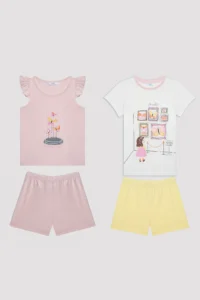 Penti Girls' Butterfly Multicolored 2 Sets Pajama Set