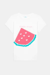 Penti Girl's Watermelon Cotton Multicolor 2-Piece Pajama Set - Image 4