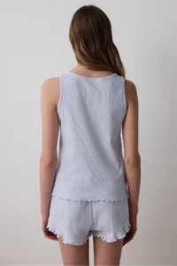 Penti Blue Solid Light Blue Tank Top - Image 3