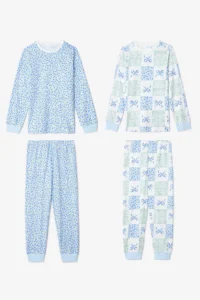 Penti Off-White Girl's Crispy Floral Patterned Long Sleeve Cotton 2-Piece Pajama Set
