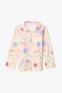 Penti Cream Girl's Circus Patterned Buttoned Long Sleeve Cotton Pajama Set - Image 4