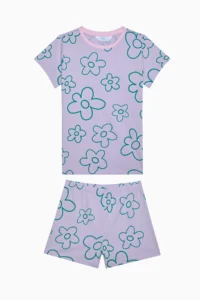 Penti Girls' Flowers Cotton Lilac Pajama Set
