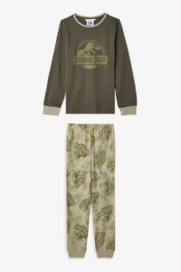 Penti Khaki Boy's Jurassic Park Long Sleeve Cotton Pajama Set