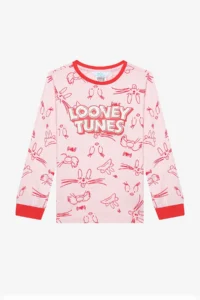Penti Long Sleeve Cotton Girl's Pinky Looney Multicolored Pajama Set - Image 2