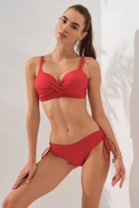 Pierre Cardin Red Alternative Use Rear Adjustable Bikini Set Triangle Model Covered Aesthetic - Image 3