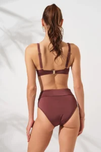Pierre Cardin Toffee High Waist Fixed Strap Lace Up Bikini Set Corset Tulle Lining Stylish Drawstring Gatherer - Image 2