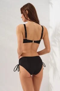 Pierre Cardin Black Rhode Cross-Tied Gathering Bikini Set with Alternative Use Side Sliding Bottom - Image 2