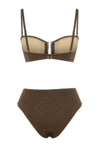 TRENDYOLMİLLA Brown Simli with accessories Strapless Covered Regular High Waist Bikini Set - Image 8