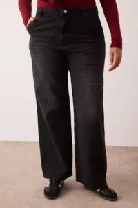 Trendyol Curve Anthracite High Waist Wide Leg/Wide Leg comfort/Middle Flexible plus size jeans - Image 3