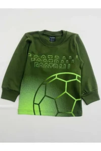 Tarık Boy's 100% Cotton Interlock Khaki Top Printed Crew Neck Long Sleeve Pajama Set - Image 4