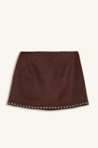 DeFacto A Cut Normal Waist Combed Cotton Lining Suede Mini Skirt - Image 3