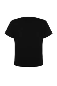 Trendyol Curve Black embroidery Detailed Basic 100% Cotton Knitting T-Shirt - Image 8