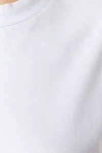 Trendyol Curve White Navy Blue Ribbed relaxed 100% Cotton Knitting T-Shirt - Image 4