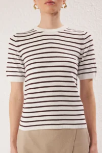 TRENDYOLMİLLA Bonnet Striped Basic Viscose Blended Knitwear Thin Blouse - Image 9