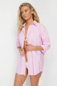 TRENDYOLMİLLA beachwear Pink Weaving Maxi Shirt - Image 3