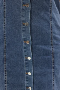 Trendyol Curve Light Blue Shirt Collar with pocket Middle Flexible Plus Size denim Dress - Image 3