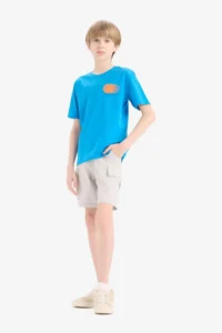 DeFacto Elastic Waist Cargo Pocket Shorts Boy - Image 2