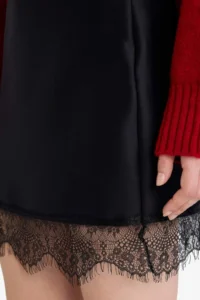 DeFacto Lace Detailed Satin Mini Skirt - Image 4