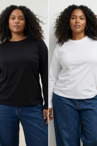Trendyol Curve Black-White 2 Sets Paket 100% single jersey Regular/Normal Pattern Knitting T-Shirt