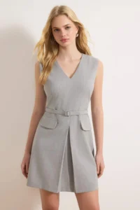 TRENDYOLMİLLA Gray Arched Short / Mini Weaving Dress - Image 2