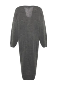TRENDYOLMİLLA Anthracite Maxi Knitwear Wide Pattern Dress - Image 8
