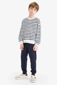 DeFacto Boy's Navy Blue Elastic Waist Pocket Jogger School Sweatpants R5970a624au - Image 3