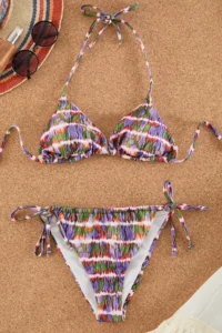 TRENDYOLMİLLA Abstract Patterned with accessories Triangle Covered brazilian Regular Waist Bikini Set - Image 5