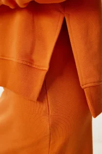 Happiness İstanbul Women Oranj Knitting Sweatshirt Skirt Set - Image 3