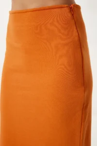 Happiness İstanbul Women Oranj Knitting Sweatshirt Skirt Set - Image 5