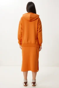 Happiness İstanbul Women Oranj Knitting Sweatshirt Skirt Set - Image 8