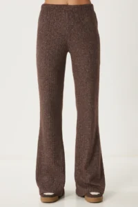 Happiness İstanbul Women's Brown Comfortable Corduroy Knitted Blouse and Trousers Set - Image 8