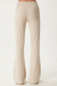 Happiness İstanbul Women's Cream Comfortable Corduroy Knitted Blouse Trousers Set - Image 10