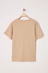 Trendyol Curve Beige Oversized animals Printed Pocket detailed 100% Cotton Knitting Plus Size T-Shirt - Image 7