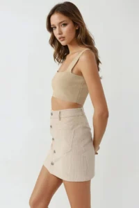 Hiccup Buttoned High Waist Mini Skirt - Image 4