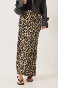 Bianco Lucci Women's Leopard Patterned Long Pencil Skirt with Elastic Waist 0258 - Image 5