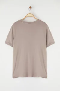Trendyol Curve Stone Regular Fit V-neck Plus Size T-Shirt - Image 8