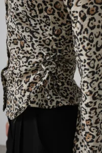 TRENDYOLMİLLA Brown Leopard Patterned Soft textured Long Sleeve Shirt - Image 4