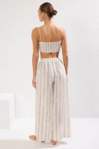 TRENDYOLMiLLA Beige Striped Weaving slit Beach High Waist Blouse-Pants Set - Image 6
