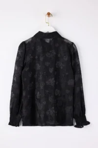 TRENDYOLMİLLA Black Burning Flower Detailed Unlined Shirt - Image 6
