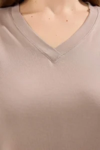 Trendyol Curve Stone Regular Fit V-neck Plus Size T-Shirt - Image 3