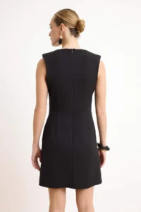 TRENDYOLMİLLA Black padded Plain Sleeveless Mini Flexible Weaving Dress - Image 4