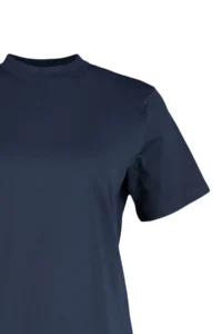 Trendyol Curve Navy Blue Ribbed Relaxed 100% Cotton Knitting T-Shirt - Image 7