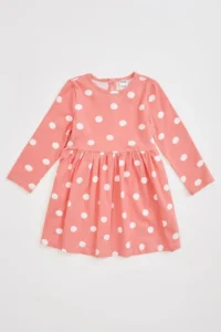 DeFacto Baby Girl Crew Neck Polka Dot Long Sleeve Dress