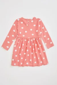 DeFacto Baby Girl Crew Neck Polka Dot Long Sleeve Dress - Image 2