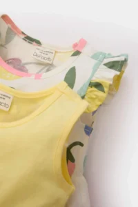 DeFacto Baby Girl Patterned Short Sleeve 2-Piece Summer Dress C0071a525sm - Image 2