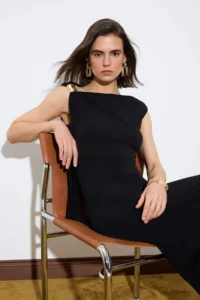 TRENDYOLMİLLA Limited Edition Black bodycon Asymmetric Yaka Sleeveless with accessories Maxi Flexible Knitting Dress